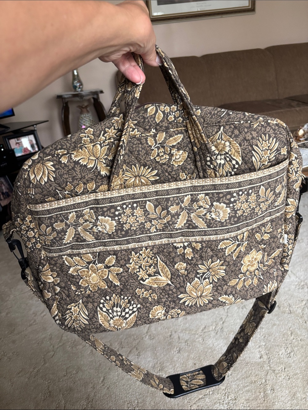 Vera Bradley Retired Java Pattern Quilted Travel Bag Euc Vintage View 2
